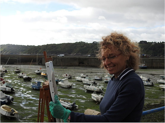 peinture en extérieur - port de Binic - Côtes d'Armor