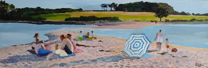 Tableau, peinture, Bretagne, Soirée d'été à Locmiquel