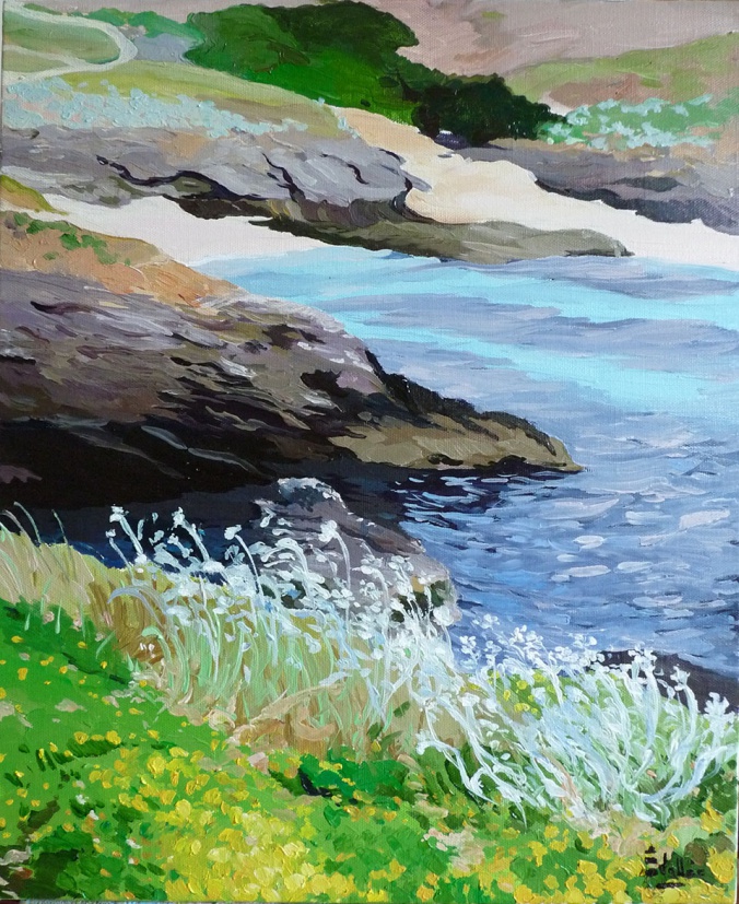 Tableau, peinture, Bretagne, Belle-île au printemps