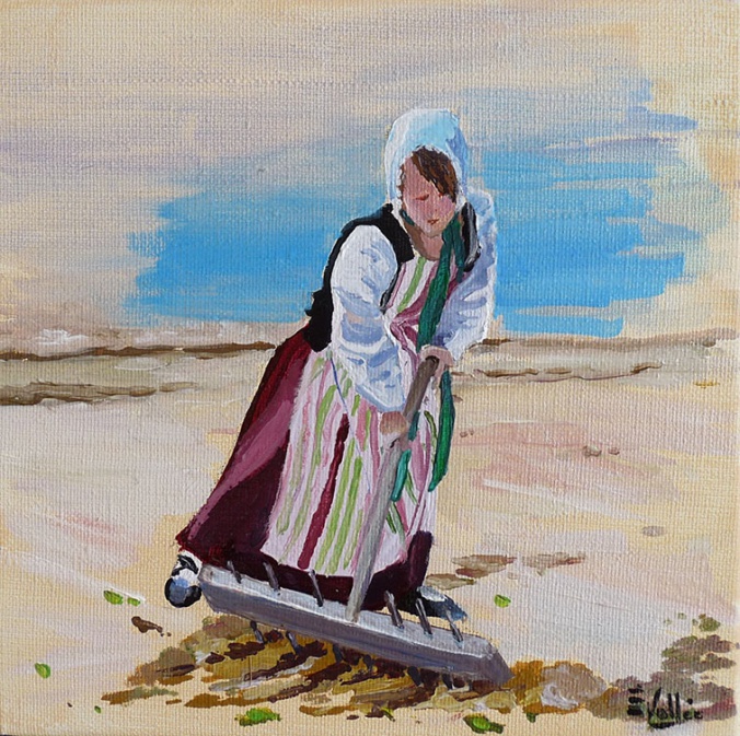 Tableau, peinture, Bretagne, fillette