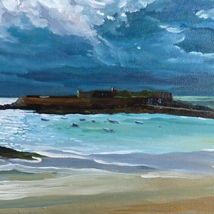 Tableau, peinture, Bretagne, Fort bloque