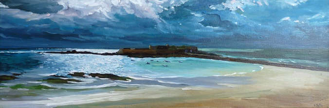 Tableau, peinture, Bretagne, Fort bloque