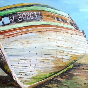 Tableau, peinture, Bretagne, l'épave vivante
