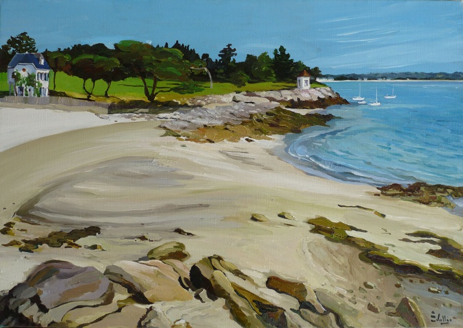 Tableau, peinture, Bretagne, La maison de bain