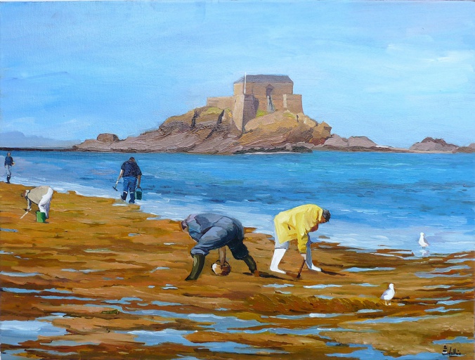 Tableau, peinture, Bretagne, le pêche d'équinoxe