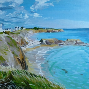 Tableau, peinture, Bretagne, La plage du Kerou