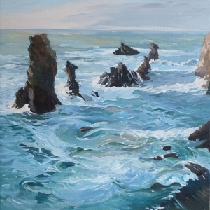 Tableau, peinture, Bretagne, Le sage vieille