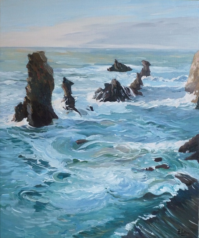 Tableau, peinture, Bretagne, Le sage vieille