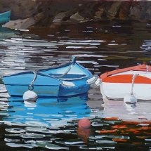 Tableau, peinture, Bretagne, Les barques