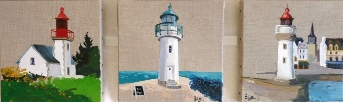 Tableau, peinture, Bretagne, Phares de belle-île
