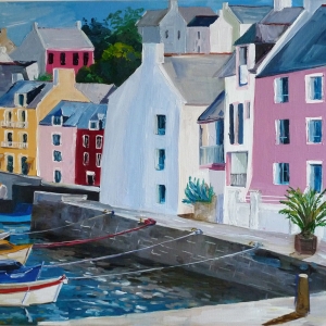 Tableau, peinture, Bretagne, peinture à l'huile : Sauzon