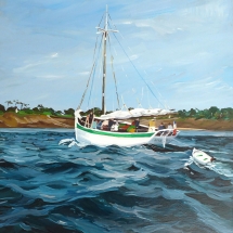 Tableau, peinture, Bretagne, Un langoustier à port Navalo