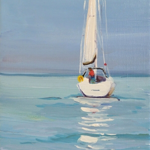 Tableau, peinture, Bretagne, Voile blanche