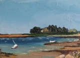 Tableau, Peinture, Bretagne, Plage