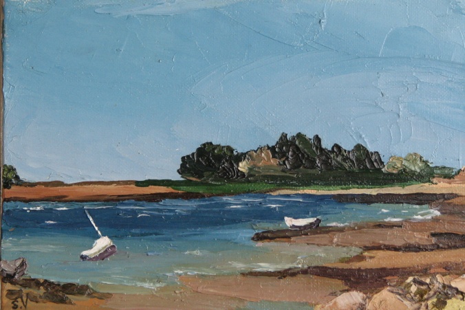 Tableau, peinture, Bretagne, plage