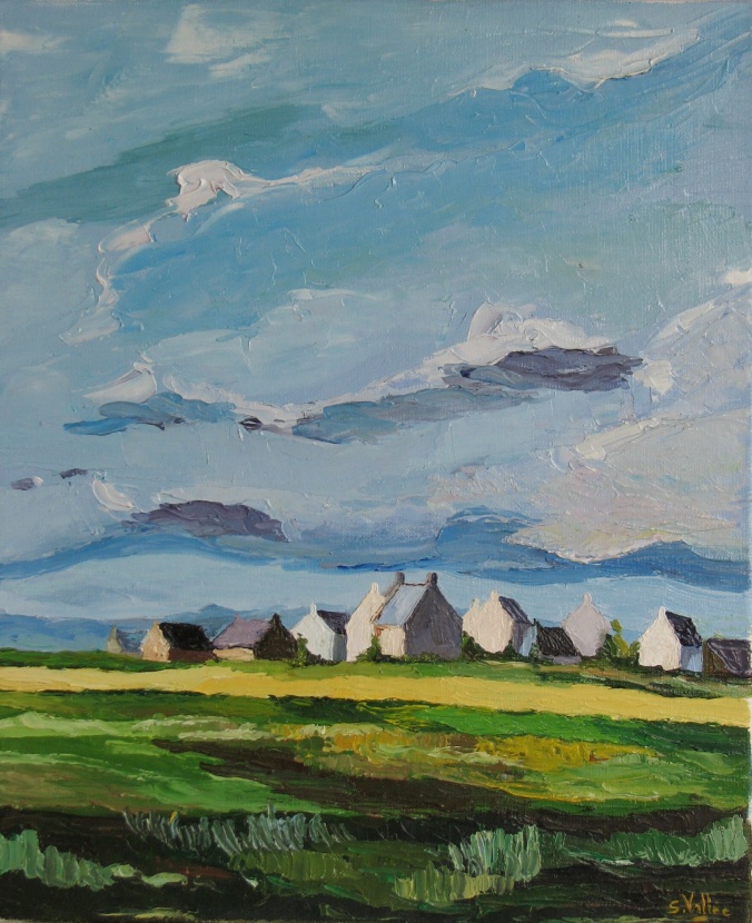 Tableau, peinture, Bretagne, Petit Village