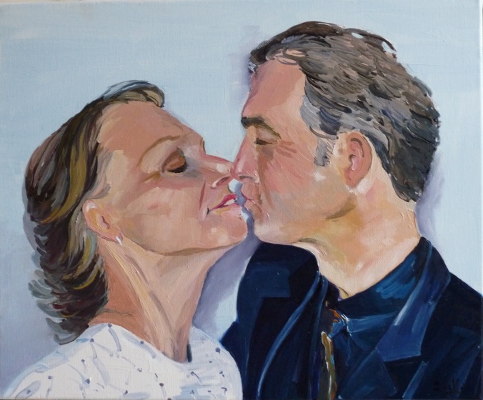 Tableau, peinture, Bretagne, un couple