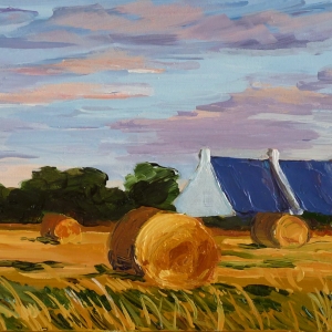 Tableau, peinture, Bretagne, les blés à Belle Ile