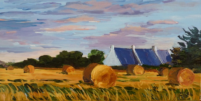 Tableau, peinture, Bretagne, les blés à Belle Ile