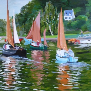 Tableau, peinture, Bretagne, Descente de l'Aven
