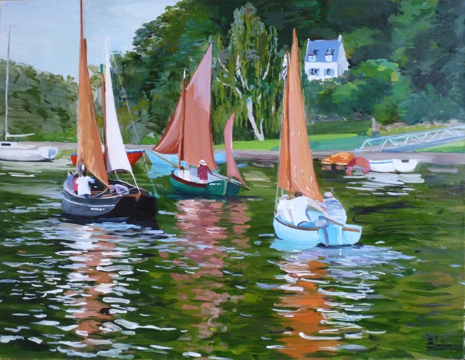 Tableau, peinture, Bretagne, Descente de l'Aven