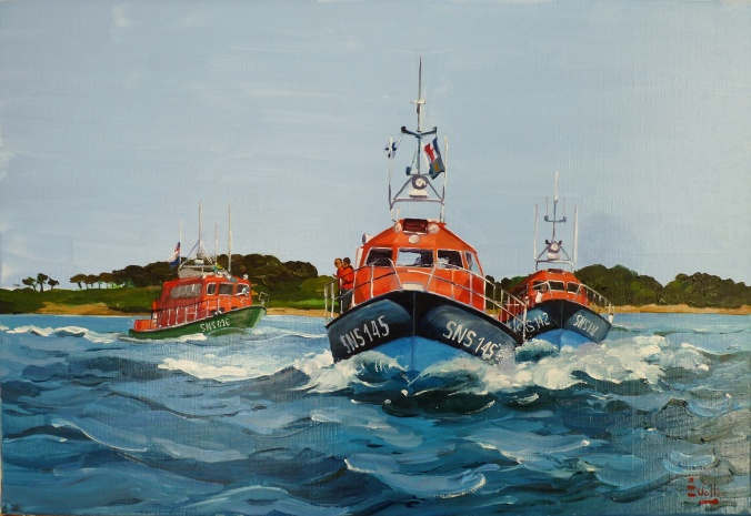 Tableau, peinture, Bretagne, Bateaux SNSM