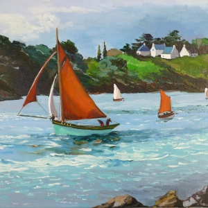 Tableau, peinture, Bretagne, Descente du Golfe