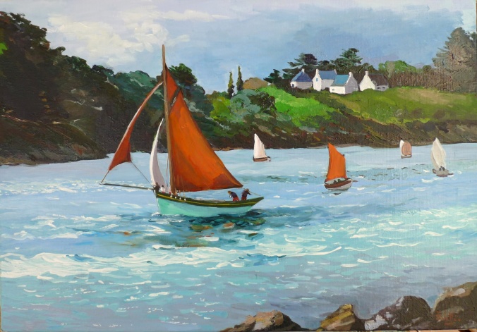 Tableau, peinture, Bretagne, Descente du Golfe