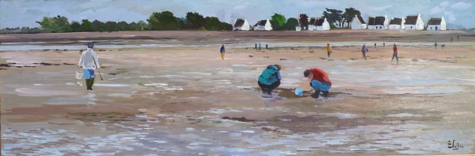 Tableau, peinture, Bretagne, Pêche à Gâvres