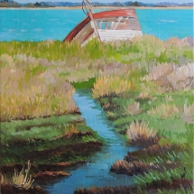 Tableau, peinture, Bretagne, Au bord de l'épave 65 x 46