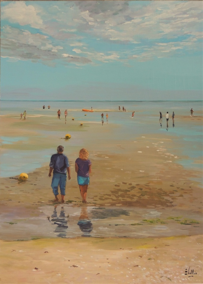 Tableau, peinture, Bretagne, Plaisir de marée basse