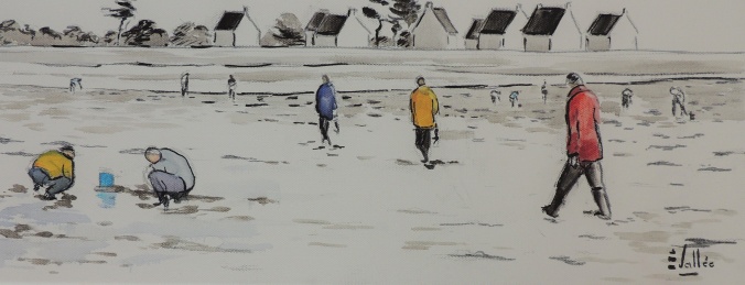 Tableau, peinture, Bretagne, En noir et blanc