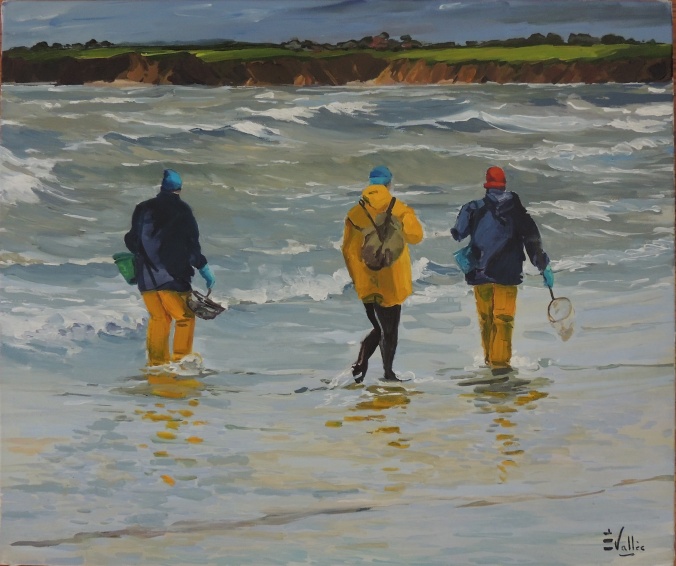 Tableau, peinture, Bretagne, Pêche en baie de St Brieuc
