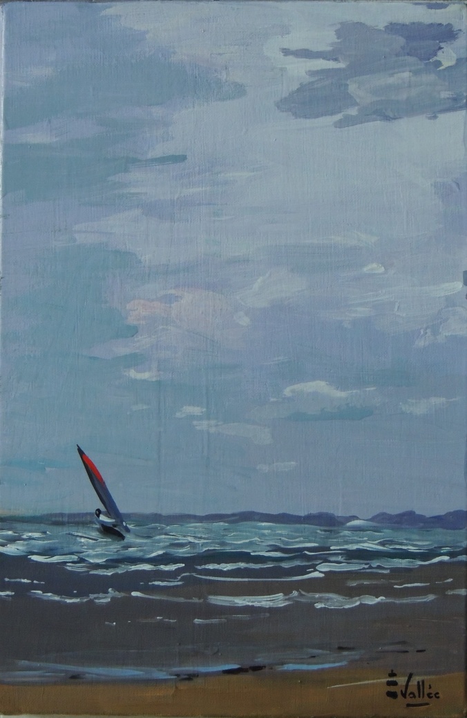 Tableau, peinture, Bretagne, Chouette la vague