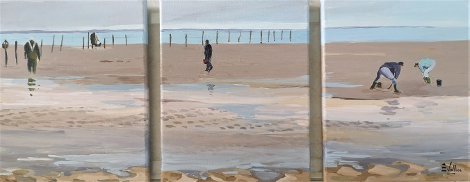 Tableau, peinture, Bretagne, Pêche