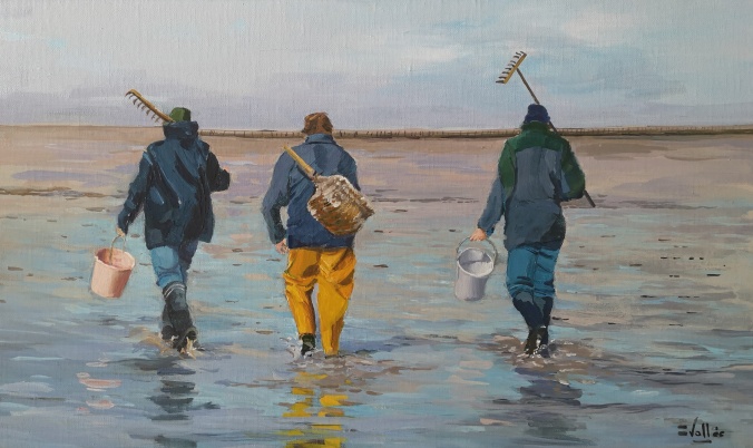 Tableau, peinture, Bretagne, pêche