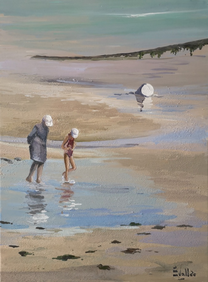 Tableau, peinture, Bretagne, Grève Blanche