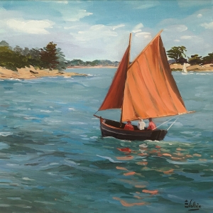 Tableau, peinture, Bretagne, Balade en golfe