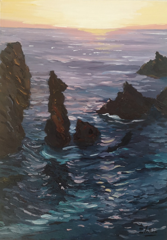 Tableau, peinture, Bretagne, les Aiguilles de Port-Coton