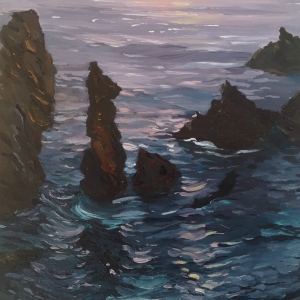 Tableau, peinture, Bretagne, les Aiguilles de Port-Coton
