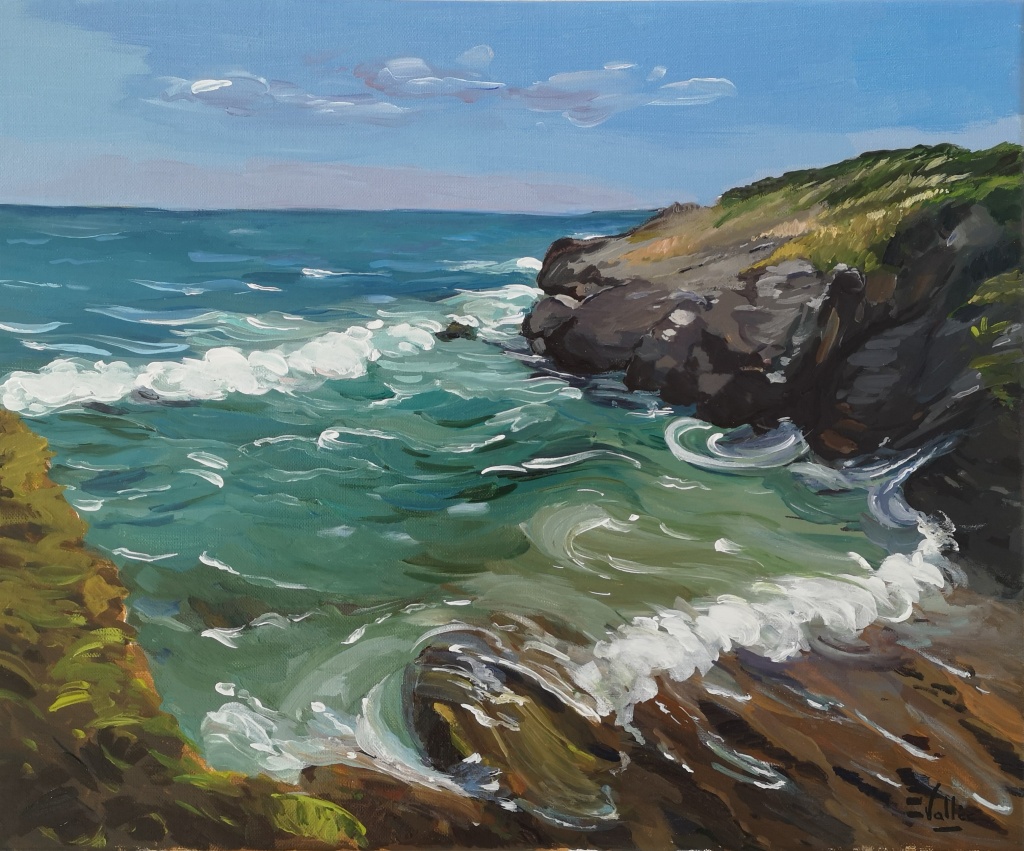 tableau peinture Bretagne mer agitée sur la Côte d'Emeraude