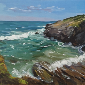 tableau peinture Bretagne mer agitée sur la Côte d'Emeraude
