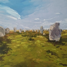 Tableau, peinture, Bretagne, Menhirs dressés en Morbihan