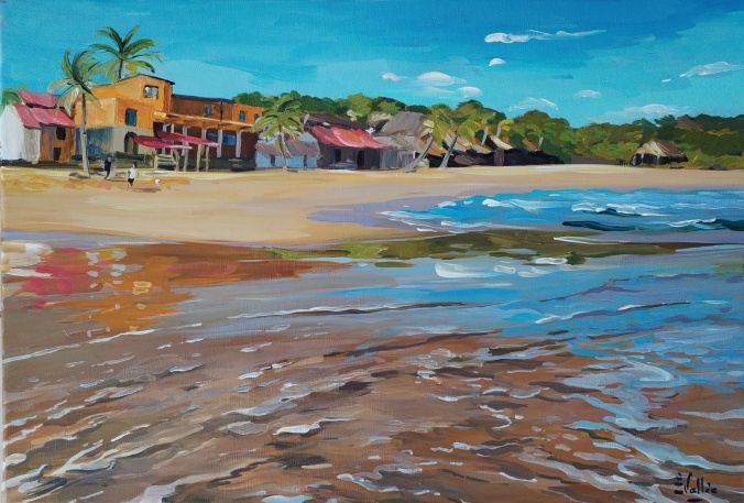 Tableau, peinture, Mexique Mazunte 55 x 38
