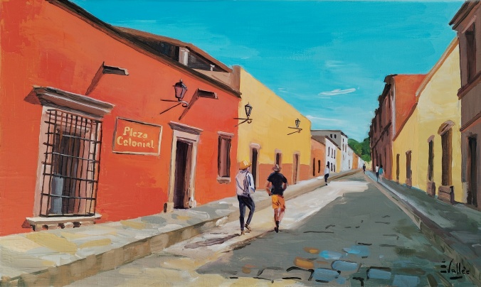 Rue colorée et pavée du Mexique