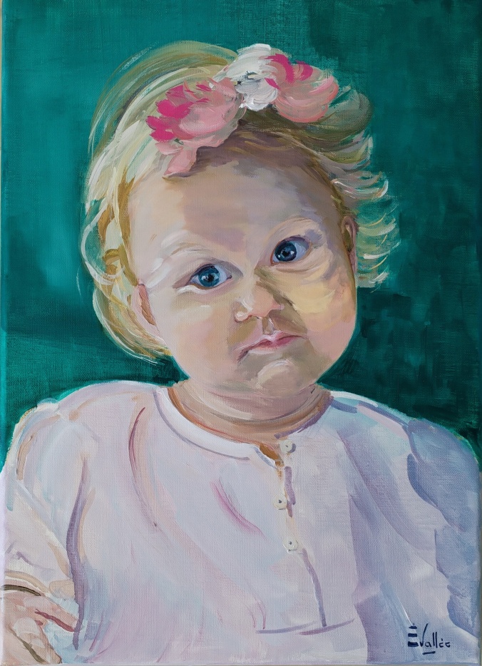 Tableau, peinture, personnage, fillette