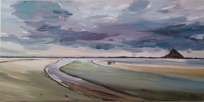 Tableau peinture mer Mt St Michel