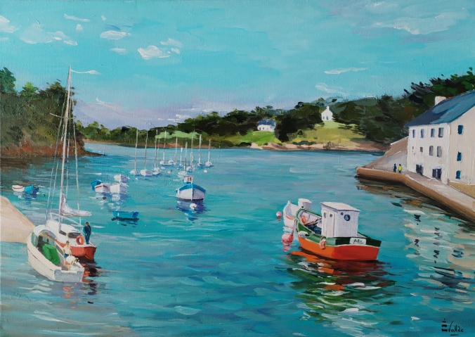Tableau, peinture, Bretagne, Le long de l'Aven