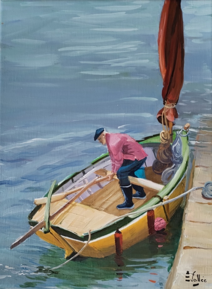 tableau, peinture Bretagne, pêcheur d'autrefois