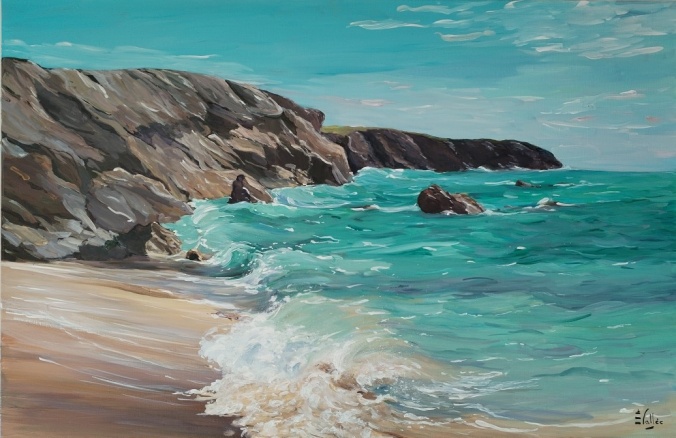 Tableau, peinture, Bretagne,Côte sauvage Quiberon